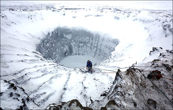 Winter-permafrost-hole
